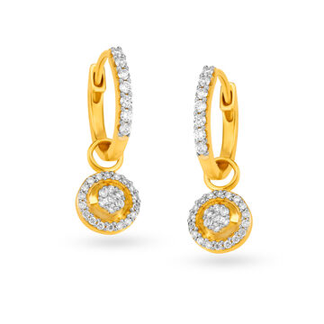Tanishq Regal Traditional Diamond Hoops in 18K Yellow Gold for Women