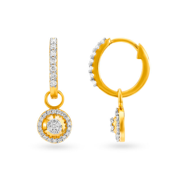 Tanishq Regal Traditional Diamond Hoops in 18K Yellow Gold for Women 2