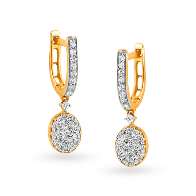 18 Karat Gold and Diamond Hoop Earrings,,hi-res 3