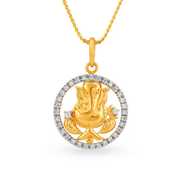 Divine Lotus Ganesha Diamond Pendant