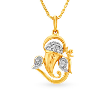 Divine 18 Karat Yellow Gold And Diamond Ganesha Pendant
