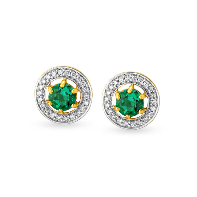 Fancy Gold and Diamond Studs with coloured stones 