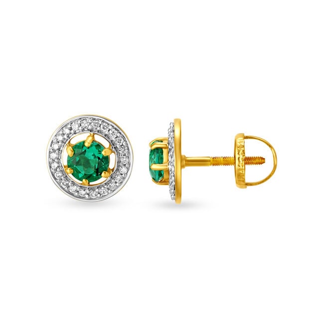 Fancy Gold and Diamond Studs with coloured stones 2