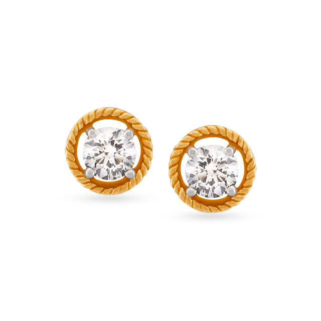 Charming Diamond Single Stone Stud Earrings 