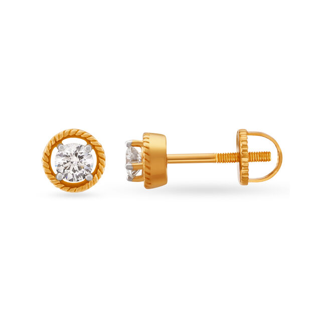 Charming Diamond Single Stone Stud Earrings 2