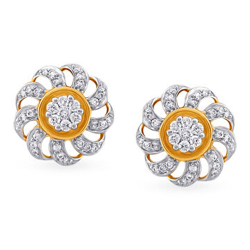Sparkling Floral Diamond Stud Earrings
