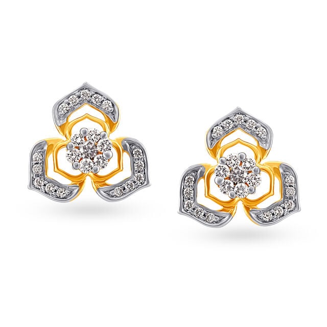 Captivating Traditional Floral Diamond Stud Earrings,,hi-res 2