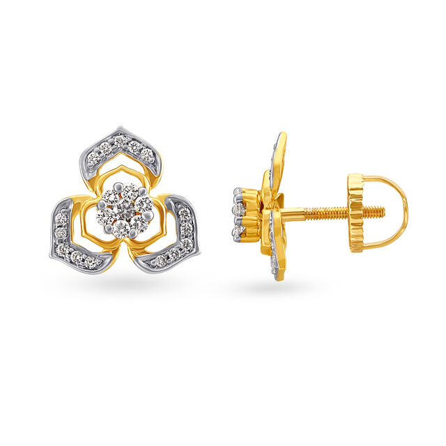 Captivating Traditional Floral Diamond Stud Earrings,,hi-res 3