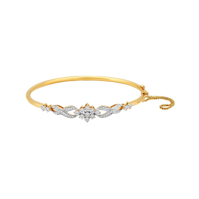 Exquisite Floral Gold and Diamond Bangle,,hi-res 