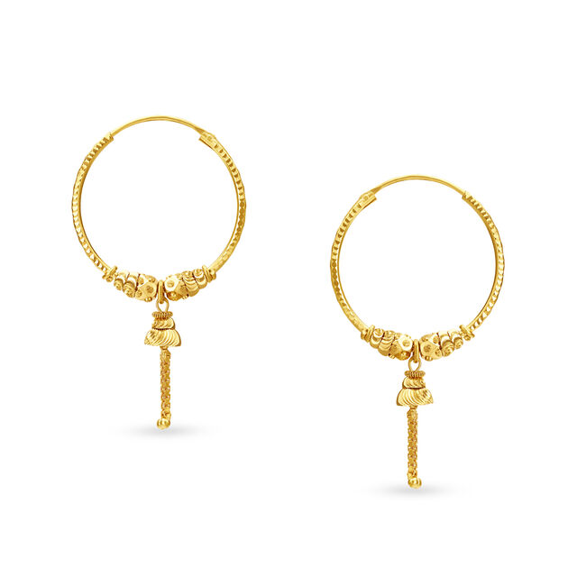 Traditional Bali Gold Hoop Earrings,,hi-res 