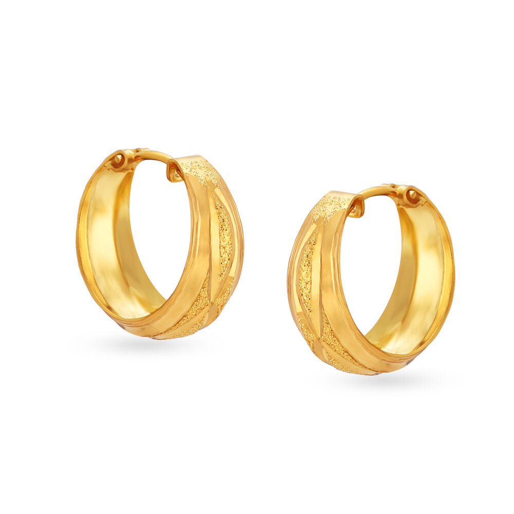 Buy Shimmering Subtle Gold Hoop Earrings at Best Price Tanishq US