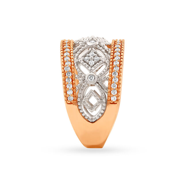 Ornate 18 Karat Yellow And White Gold and Diamond Coronet Ring