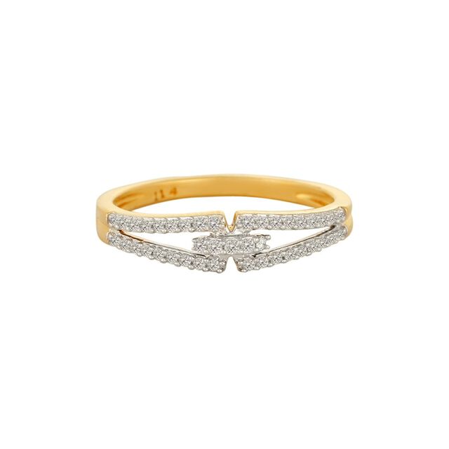 Glittering 18 Karat Yellow Gold And Diamond Finger Ring,,hi-res 