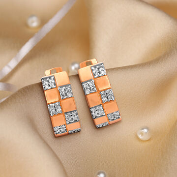 Block Diamond Hoop Earrings