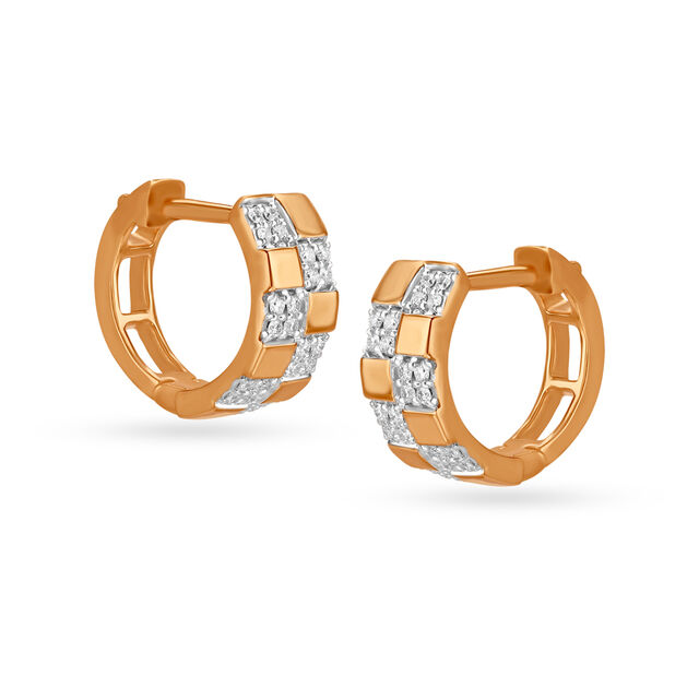 Block Diamond Hoop Earrings