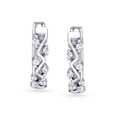 Brilliant White Gold and Diamond Hoop Earrings
