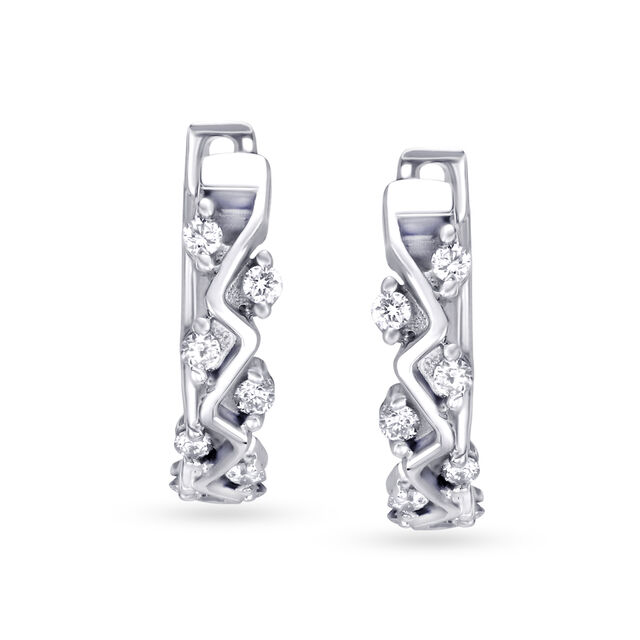 Brilliant White Gold and Diamond Hoop Earrings,,hi-res 