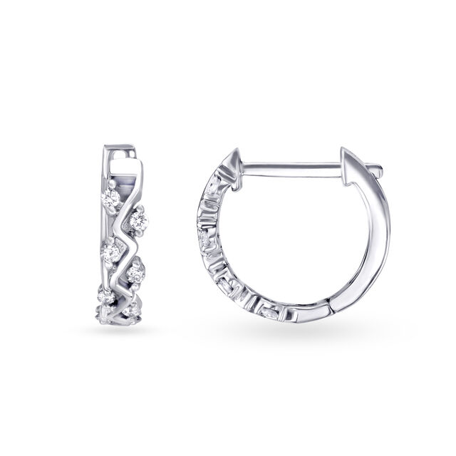 Brilliant White Gold and Diamond Hoop Earrings,,hi-res 2