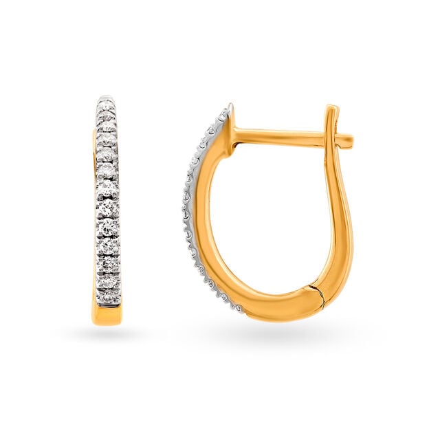 Elegant Traditional Diamond Hoop Earrings,,hi-res 2