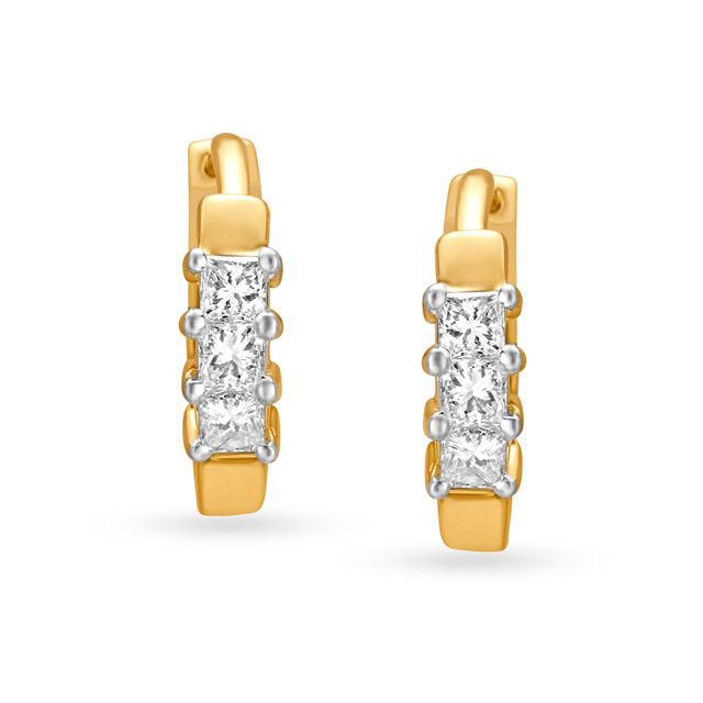 Petite Diamond and Gold Hoop Earrings,,hi-res 