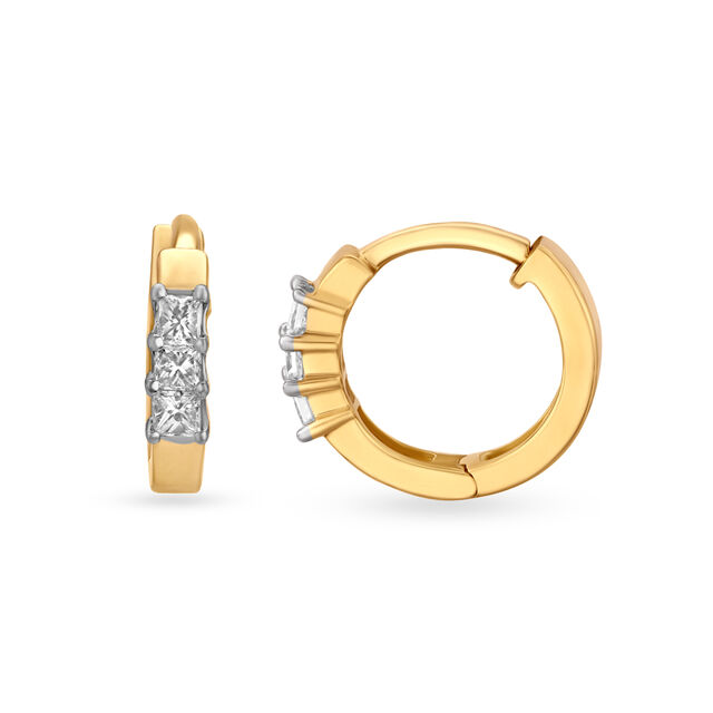 Petite Diamond and Gold Hoop Earrings,,hi-res 2