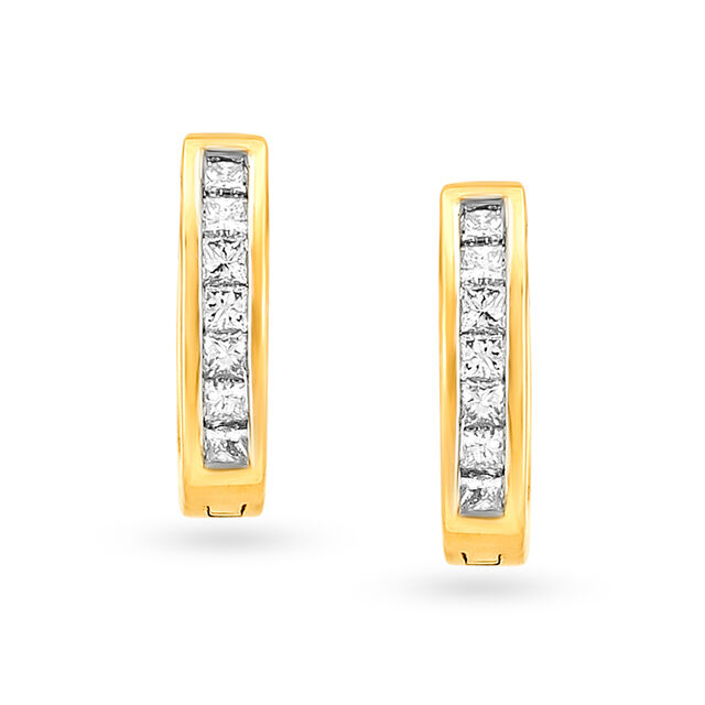 Classic Gold and Diamond Hoop Bali Earrings 