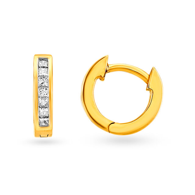 Classic Gold and Diamond Hoop Bali Earrings 2