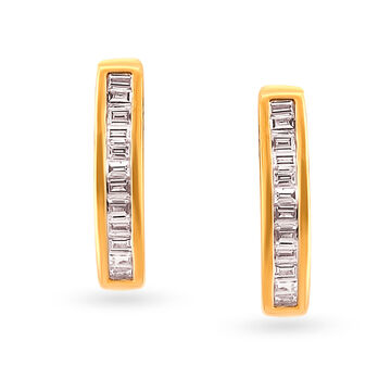 Fancy Sophisticated Gold and Diamond Hoop Earrings