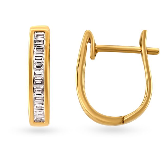 Fancy Sophisticated Gold and Diamond Hoop Earrings,,hi-res 2