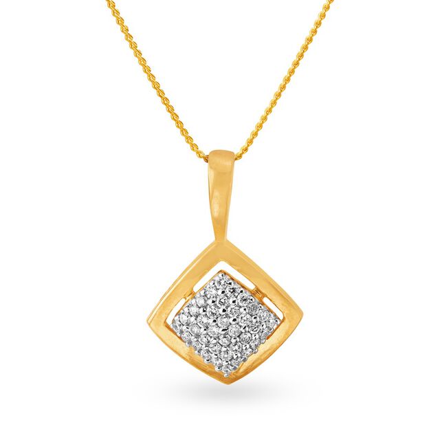 Spangled 18 Karat Yellow Gold And Diamond Rhombus Pendant 