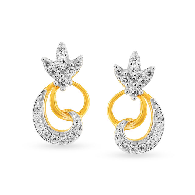 Dreamy 18 Karat Yellow Gold And Diamond Floral Stud Earrings