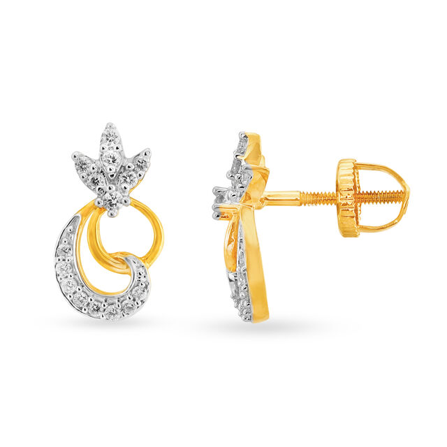 Dreamy 18 Karat Yellow Gold And Diamond Floral Stud Earrings