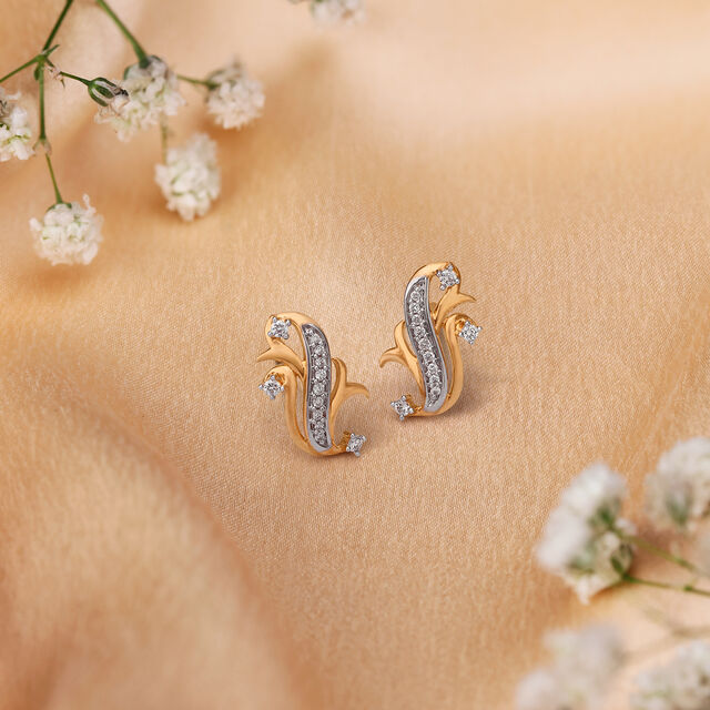 Glittering Gold and Diamond Eternity Stud Earrings 