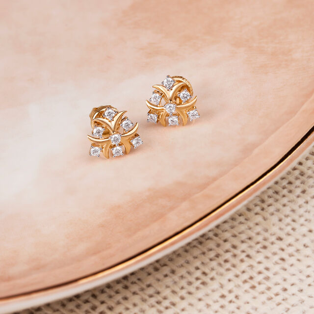 Resplendent Diamond Floral Stud Earrings,,hi-res 