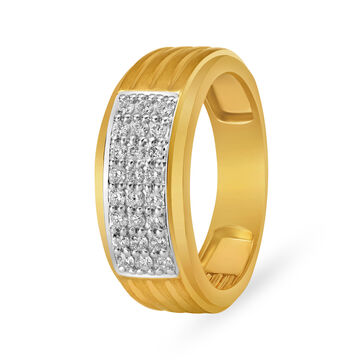 Eternity Line Diamonds and Gold Finger Ring for Men
