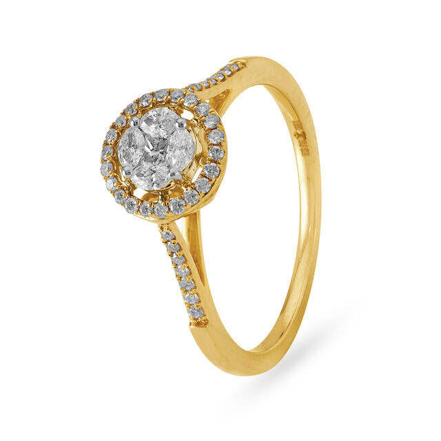 Marvelous 18 Karat Yellow Gold And Diamond Cluster Ring,,hi-res 