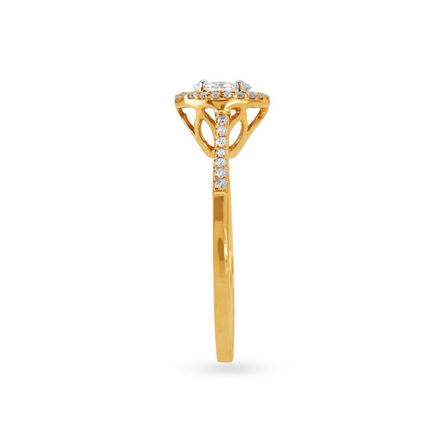 Posh Lattice Design Diamond and Gold Finger Ring,,hi-res 3