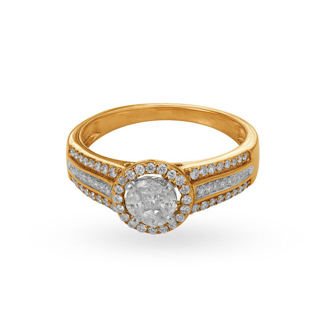 Glimmering 18 Karat Yellow Gold And Diamond Finger Ring 2