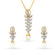 Elegant Leaf Diamond Pendant and Earrings Set 