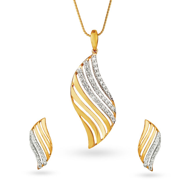 Striking Rose Gold and Diamond Pendant and Earrings Set 