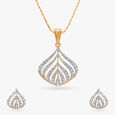 Floral Brilliance Diamond Pendant with Earrings Set 