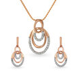 Concentric Oval Diamond Pendant And Earrings Set 