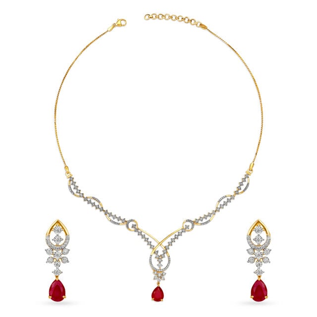 Mesmerising Diamond Necklace Set,,hi-res 