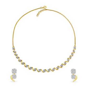 Arresting Wave Pattern Diamond Necklace Set