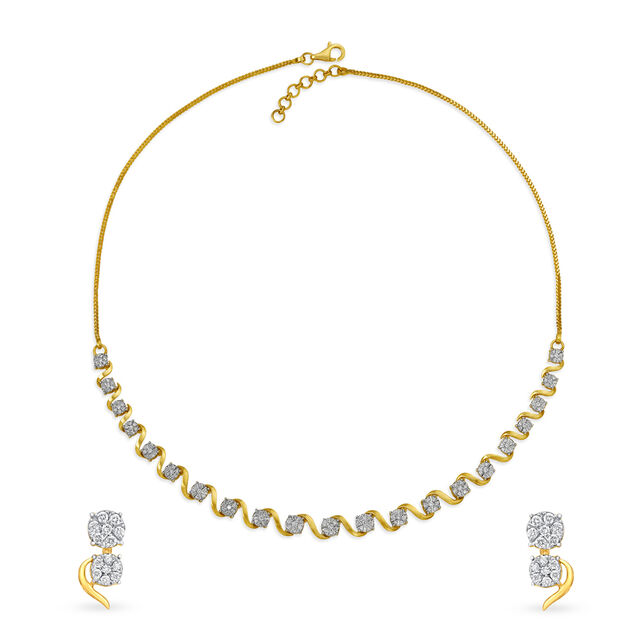 Arresting Wave Pattern Diamond Necklace Set 