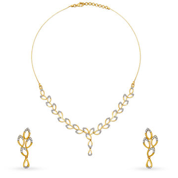 Enamouring Leaf Pattern Diamond Necklace Set