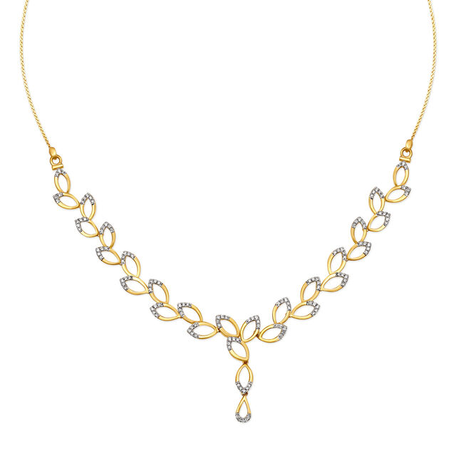 Enamouring Leaf Pattern Diamond Necklace Set,,hi-res 2