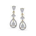 Scintillating Diamond and Gold Long Drop Earrings 