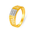Square Carved Diamond Finger Ring For Men,,hi-res 