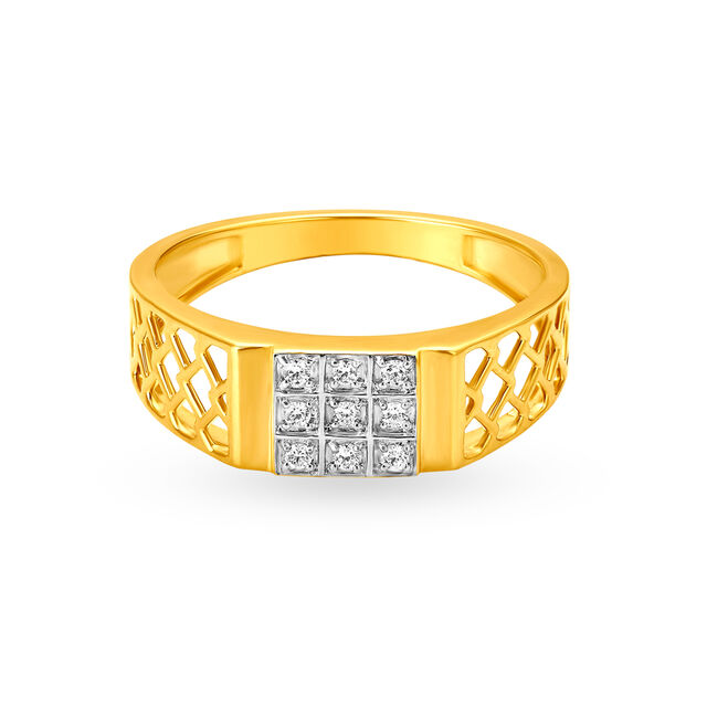 Square Carved Diamond Finger Ring For Men,,hi-res 2